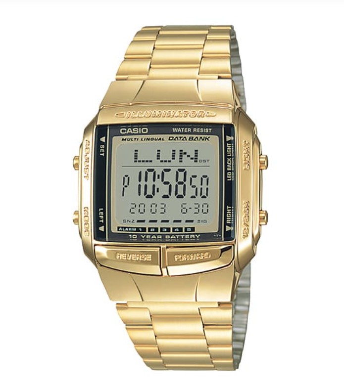 Casio Digital Gold Stainless Steel Strap 37.7mm Men DB-360G-9ADF