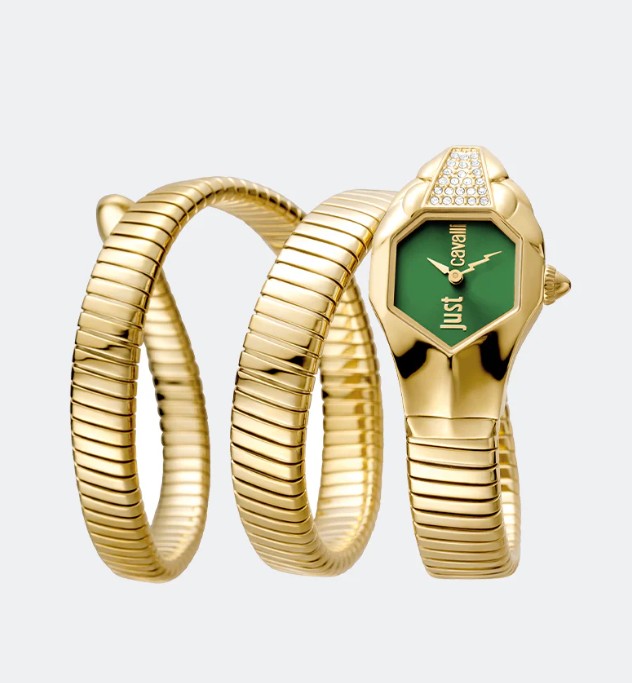 Signature Snake JC1L022 Green Dial with Stones Gold - 22 mm Double Round