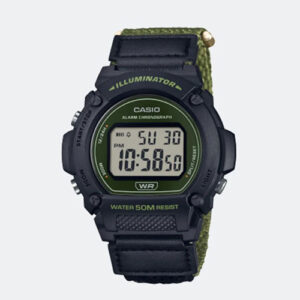 Casio Digital Green Cloth Band Strap 47.1mm Men W-219HB-3AVDF